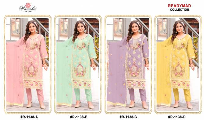 R 1138 By Ramsha Organza Pakistani Readymade Suit Wholesale Shop In Surat
